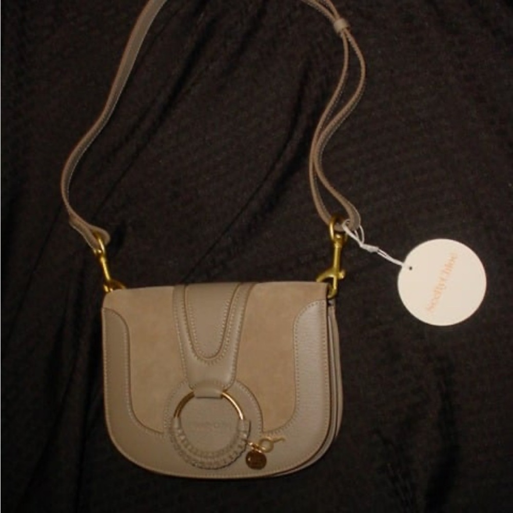 CHLOE NWT Saddle Crossbody Mushroom Suede & Leather Handbag